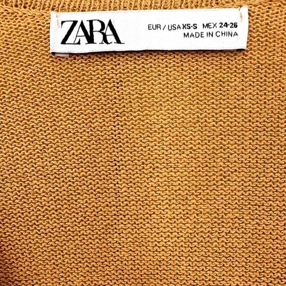 ZARA Sweater Rustic Knit Sleeveless Sweater Vest Camel Size XS - Size S - Picture 11 of 13
